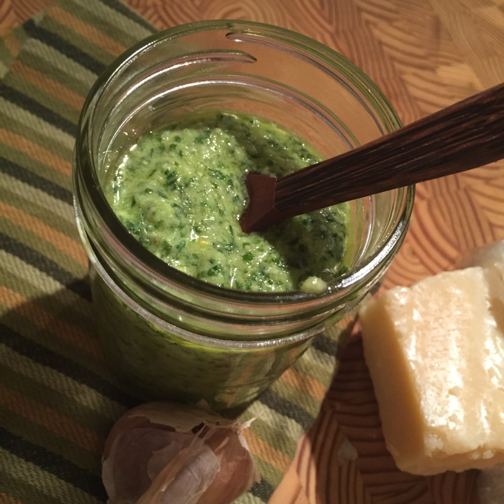 fresh herbs and&nbsp;pesto